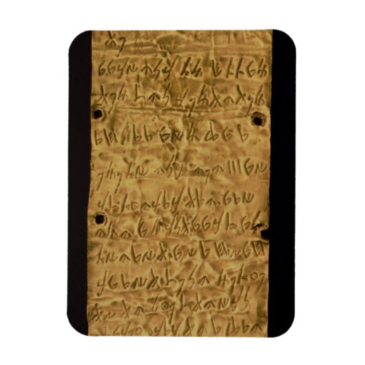 金ゴールドプレートとフェニキア碑文,サンタから マグネット (縦)