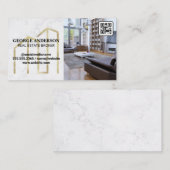 金ゴールドプロパティロゴ |リビングルーム | QRバーコード 名刺 (正面/裏面)