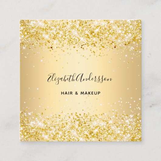 金ゴールドプロファイルの写真のqrコード スクエア名刺 (正面)