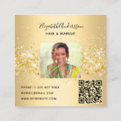 金ゴールドプロファイルの写真のqrコード スクエア名刺 (裏面)