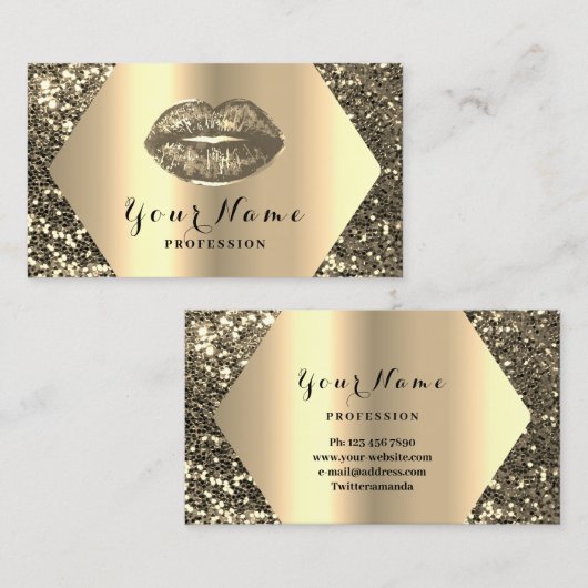 金ゴールドプロフェッショナルパーマネントメイクアップアーティストキス 名刺 (正面/裏面)