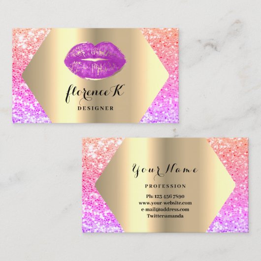 金ゴールドプロフェッショナルパーマネントメイクアップアーティストパステル 名刺 (正面/裏面)