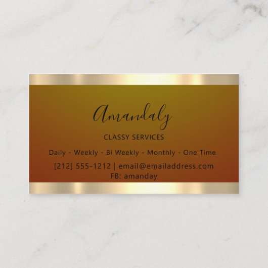 金ゴールドプロフェッショナルメイクアップアーティストグリッターキスリップ 名刺 (裏面)