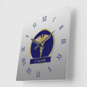 金ゴールドプロフェッショナルメディカルカドゥセウスブルー名 スクエア壁時計 (傾斜)