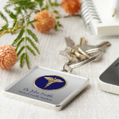 金ゴールドプロフェッショナルメディカルブルーカドゥセウス キーホルダー (側面)