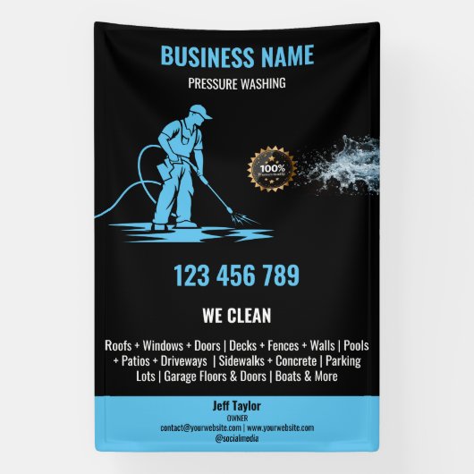 金ゴールドプロフェッショナル加圧洗浄力洗浄 横断幕 (縦)