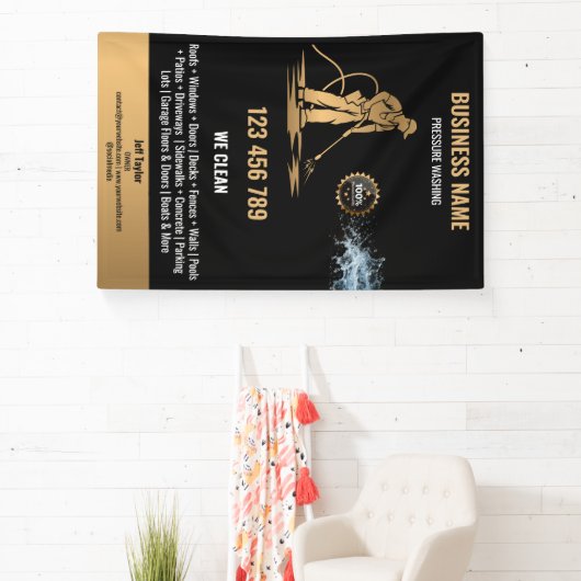 金ゴールドプロフェッショナル加圧洗浄力洗浄 横断幕 (インサイチュ)