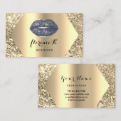 金ゴールドプロフェッショナル常設メイクアップアーティストブルー 名刺 (正面/裏面)