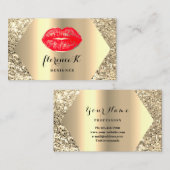 金ゴールドプロフェッショナル常設メイクアップアーティストレッド 名刺 (正面/裏面)