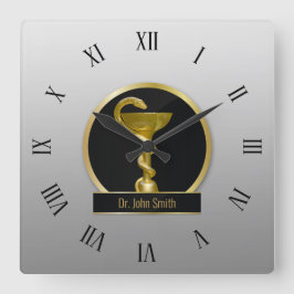 金ゴールドプロフェッショナル衛生医用ボウル名 スクエア壁時計