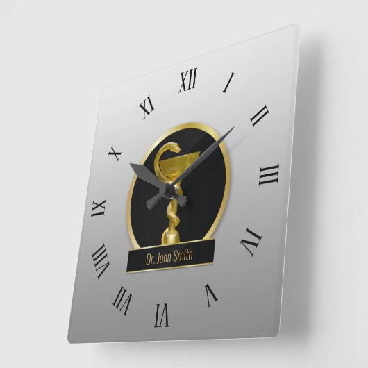 金ゴールドプロフェッショナル衛生医用ボウル名 スクエア壁時計 (傾斜)