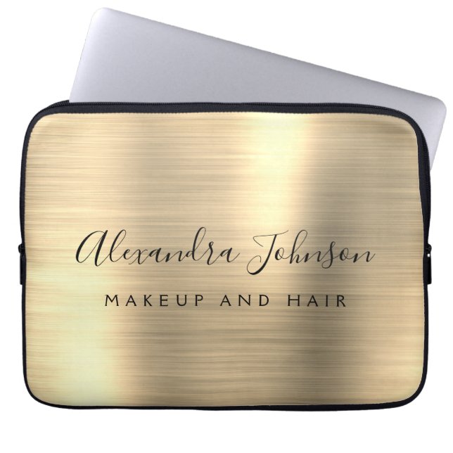 金ゴールドプロフェッショナル金属モノグラム事業 ラップトップスリーブ (正面)