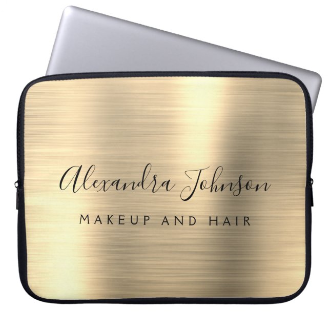 金ゴールドプロフェッショナル金属モノグラム事業 ラップトップスリーブ (正面)