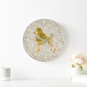 金ゴールドプードルイエローダイヤモンド時間の分針 ラージ壁時計 (ホーム)