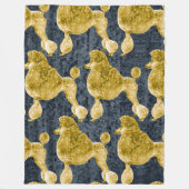 金ゴールドプードルナイトグレイ フリースブランケット (正面)