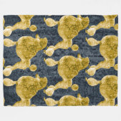 金ゴールドプードルナイトグレイ フリースブランケット (正面(横))