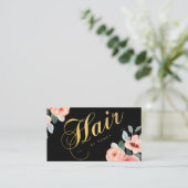 金ゴールドヘアサロン書道水彩フローラ 名刺 (スタンド正面)