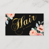 金ゴールドヘアサロン書道水彩フローラ 名刺 (正面)