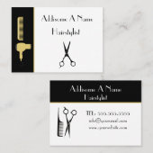 金ゴールドヘアスタイリストモダンミニマル白黒 名刺 (正面/裏面)