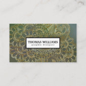 金ゴールドヘナ花背ペイズリー模様 名刺 (正面)