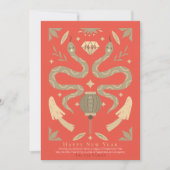 金ゴールドヘビとキノコ中国のの写真新年 シーズンカード (正面)