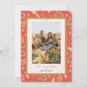 金ゴールドヘビとキノコ2写真中国の新年 シーズンカード (正面)