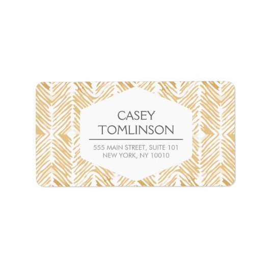 金ゴールドヘリンボーン/シェブロンのアートワーク住所 シール (正面)