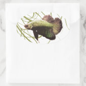 金ゴールドベッタシャムの戦闘魚 楕円形シール (バッグ)