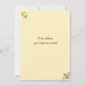 金ゴールドベビーおめでとうと気持ち、バルーン、リボン 招待状 (裏面)