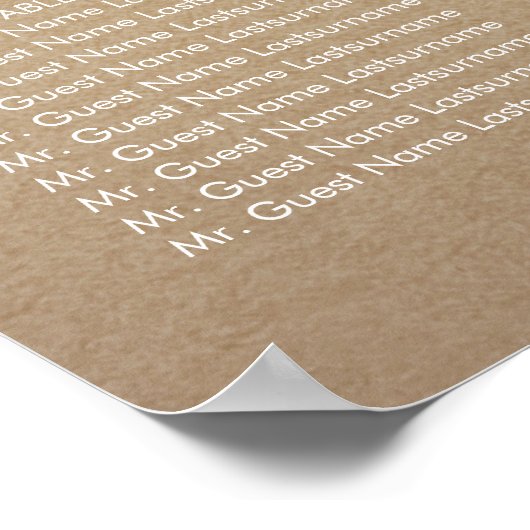 金ゴールドベビーの息クラフトの結婚シーティングチャート ポスター (角)