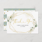 金ゴールドベビーシャワーの緑の幾何学的ベビー開花 サンキューカード (正面/裏面)