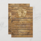 金ゴールドベビーシャワー足ウッドガール素朴ボーイ 招待状 (正面/裏面)