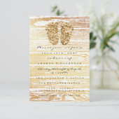 金ゴールドベビーシャワー足ウッドガール素朴ボーイ 招待状 (スタンド正面)