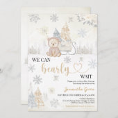 金ゴールドベビーシャワー 招待状 (正面/裏面)