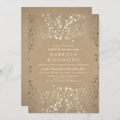 金ゴールドベビーズブレスクラフトブライダルシャワー 招待状 (正面/裏面)