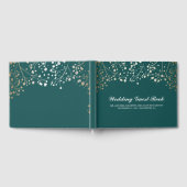 金ゴールドベビーズブレスフローラエレガントティール（緑がかった色）結婚ズ ゲストブック (全面)