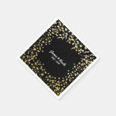 金ゴールドベビーズブレスフローラブラック スタンダードカクテルナプキン (角)