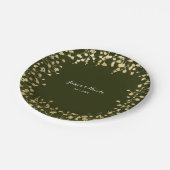 金ゴールドベビーズブレスフローラ素朴オリーブグリーン ペーパープレート (アングル)