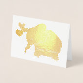 金ゴールドベビーゾウ風船付ハッピーバースデー 箔カード (正面)