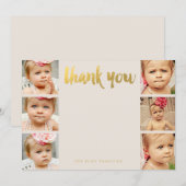 金ゴールドベビーフェイクありがとう6枚のフラットカード サンキューカード (正面/裏面)