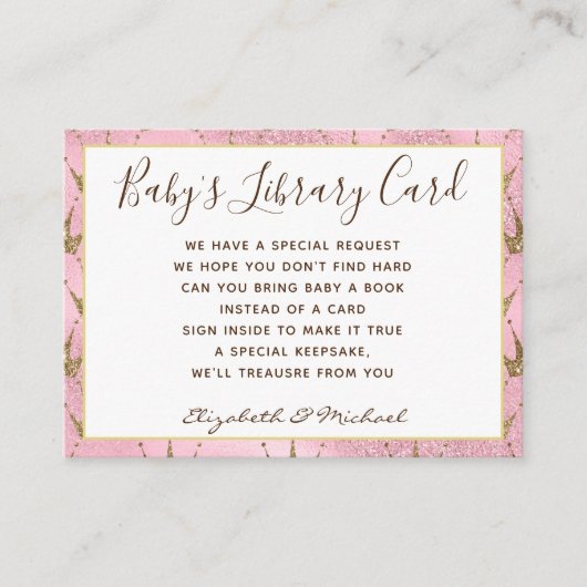 金ゴールドベビー図書図書要求ピンク金ゴールドプリンセス エンクロージャーカード (正面)
