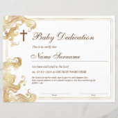 金ゴールドベビー献身証明書、バプテスマ (正面)