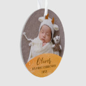 金ゴールドベビー第1回クリスマスウォーム引用文カスタム写真 オーナメント (正面)