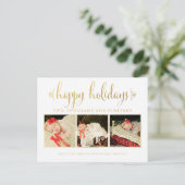 金ゴールドベビー第1回クリスマスフォトフレーム葉書 ポストカード (スタンド正面)