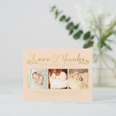 金ゴールドベビー誕生発表SIP & Seeポストカード インビテーションポストカード (スタンド正面)