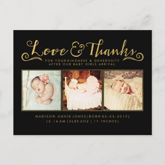 金ゴールドベビー誕生発表SIP & Seeポストカード 案内ポストカード (正面)