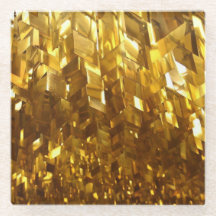 金ゴールドベベルドクリスタルガラスコースター