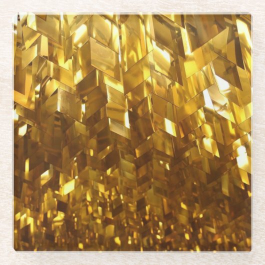金ゴールドベベルドクリスタルガラスコースター ガラスコースター (正面)