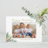 金ゴールドベリーフォトハッピーホリデー シーズンカード (スタンド正面)