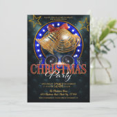 金ゴールドベルとエレガント金ゴールドスタークリスマス 招待状 (スタンド正面)